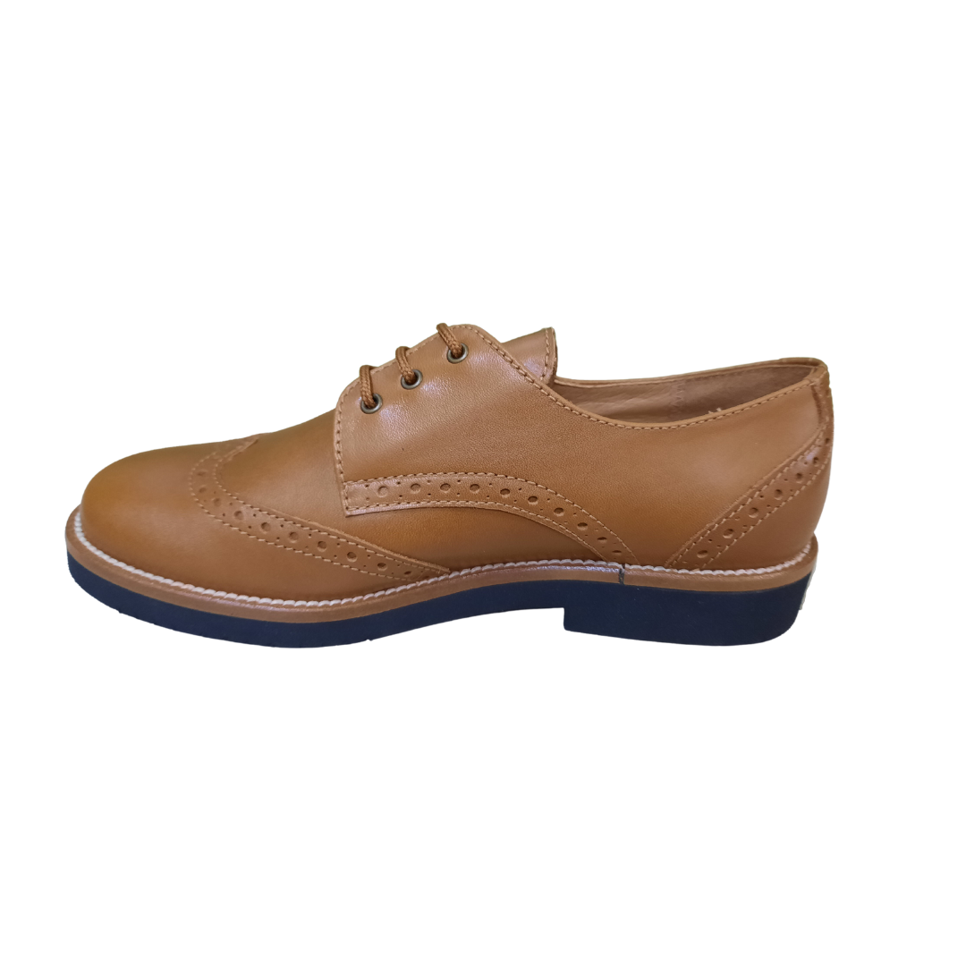 Beberlis Raimon Brogue School Shoe — Tan