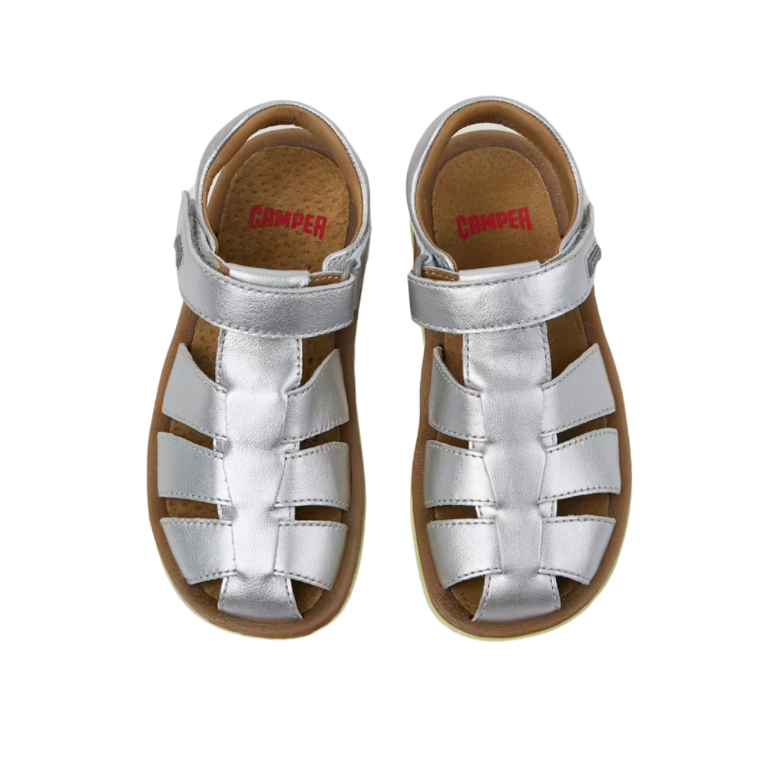Camper Bicho Leather Closed Sandal — Silver