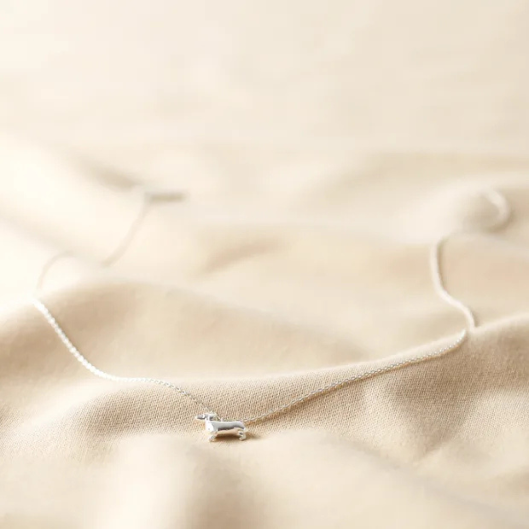 Lisa Angel Silver Sausage Dog Necklace