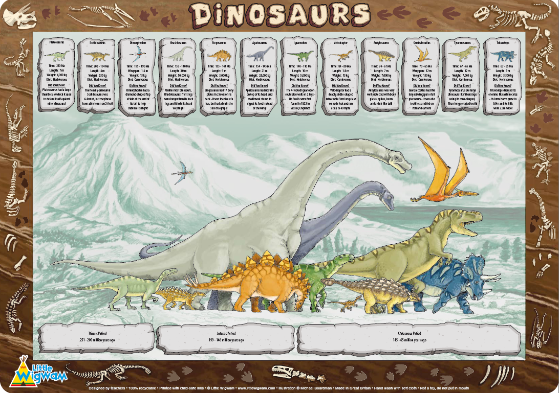 Little Wigwam Placemat Dinosaurs