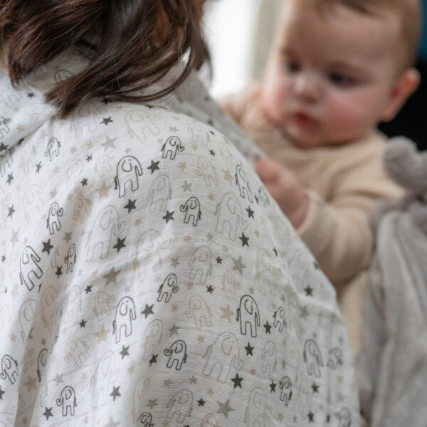 Ziggle Baby Grey Elephant Muslin Square
