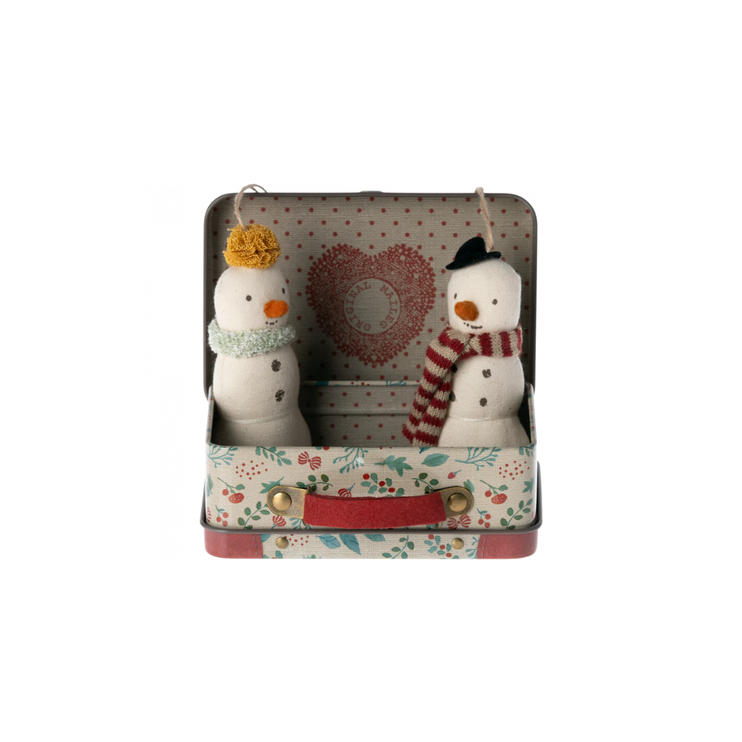 Maileg Snowman Ornament in Metal Suitcase