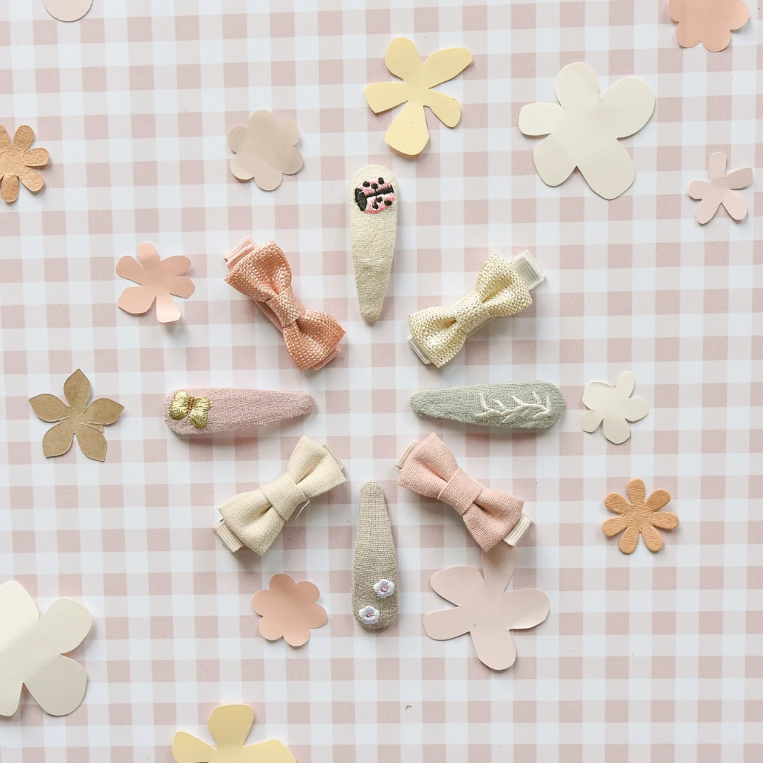 Rockahula H2154P Floral Linen Mini Bow Clips