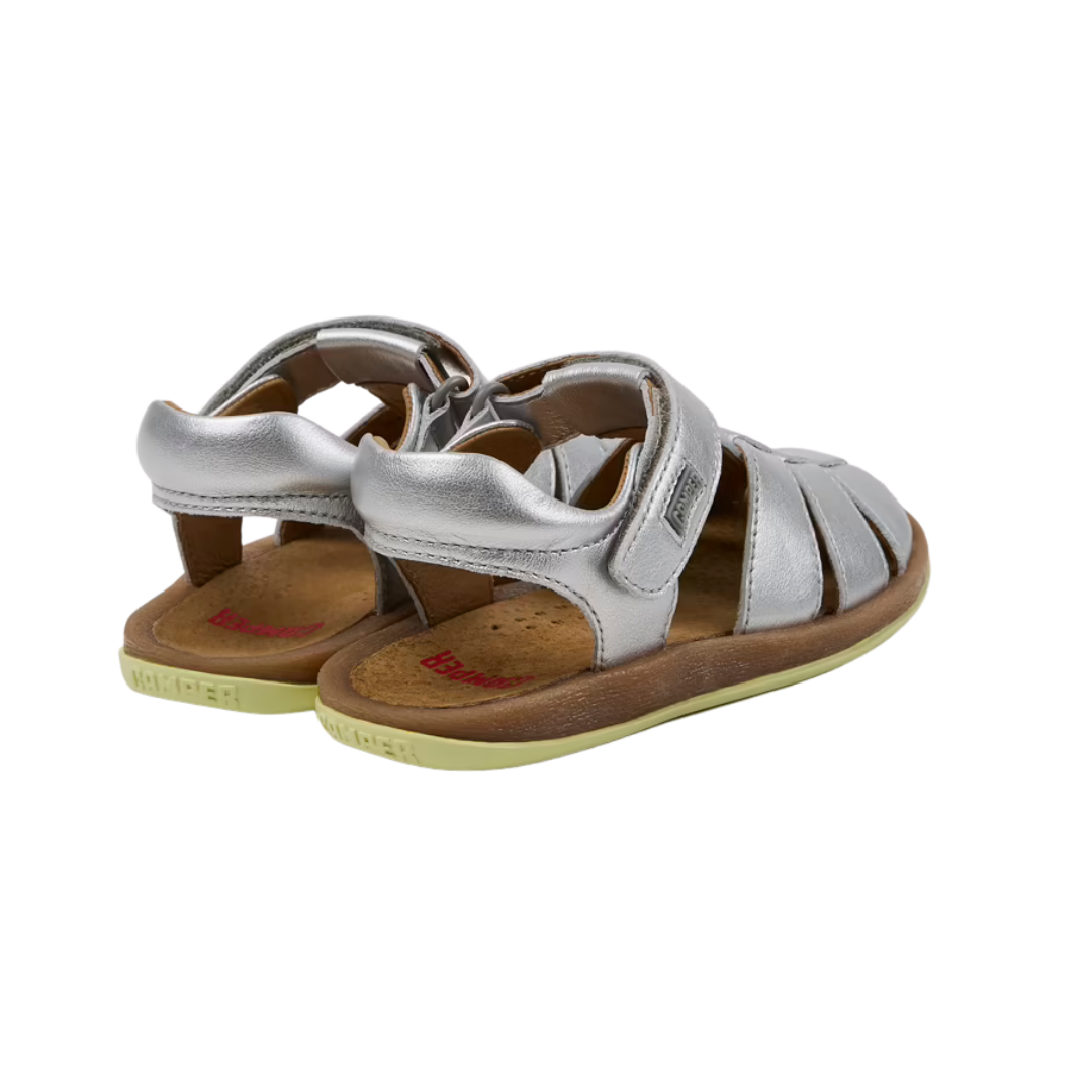 Camper Bicho Leather Closed Sandal — Silver