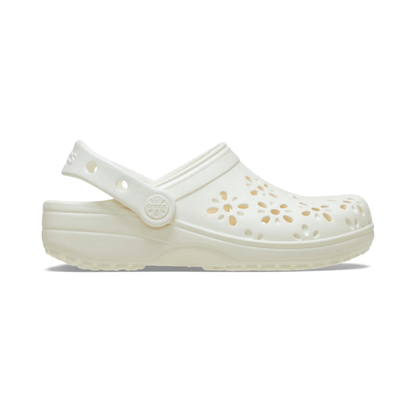 Crocs Toddler Classic Floral Cut Out Clog — Chalk