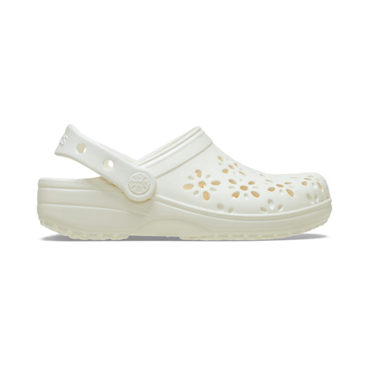 Crocs Toddler Classic Floral Cut Out Clog — Chalk