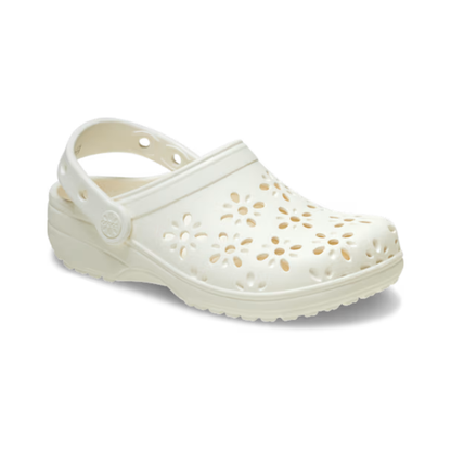 Crocs Toddler Classic Floral Cut Out Clog — Chalk