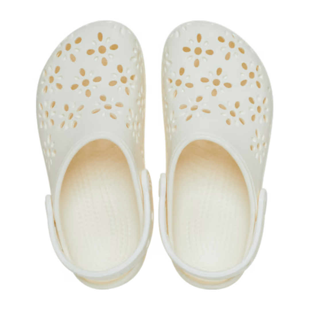 Crocs Toddler Classic Floral Cut Out Clog — Chalk