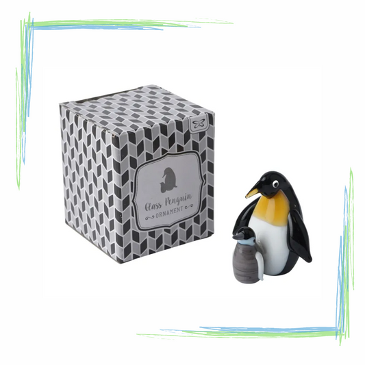 CGB Glass Xmas Penguins Decoration