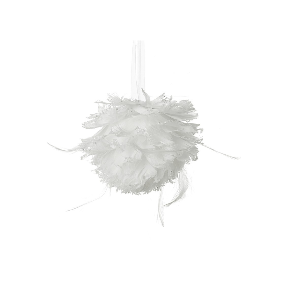 Heaven Sends White Small Feather Ball Hanger