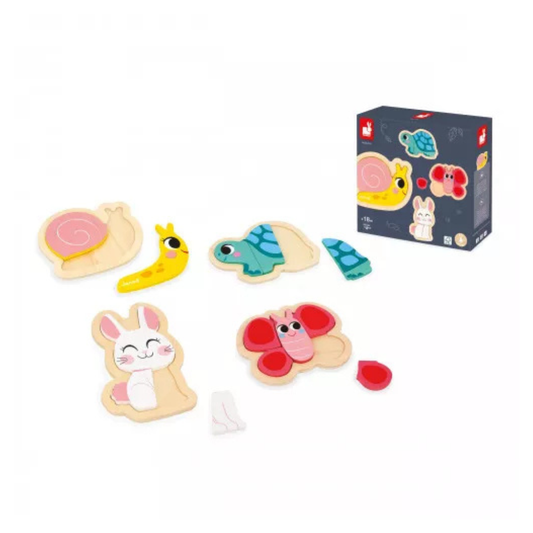 Janod J07116 4 Progressive Puzzles - Garden