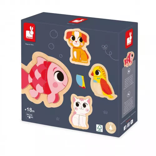 Janod J07115 4 Progressive Puzzles Pet