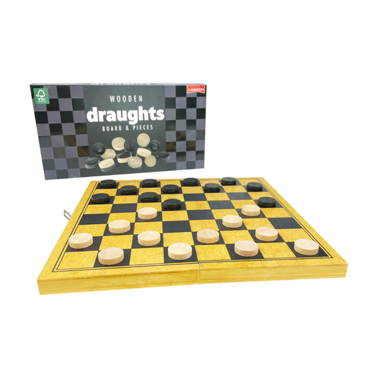 Lagoon Wooden Draughts Board & Pieces