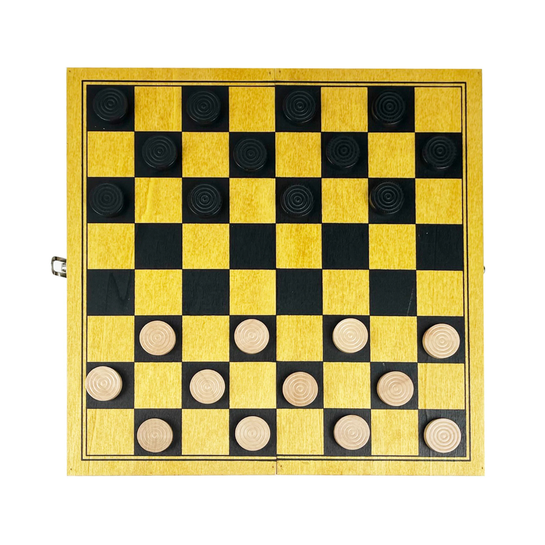 Lagoon Wooden Draughts Board & Pieces
