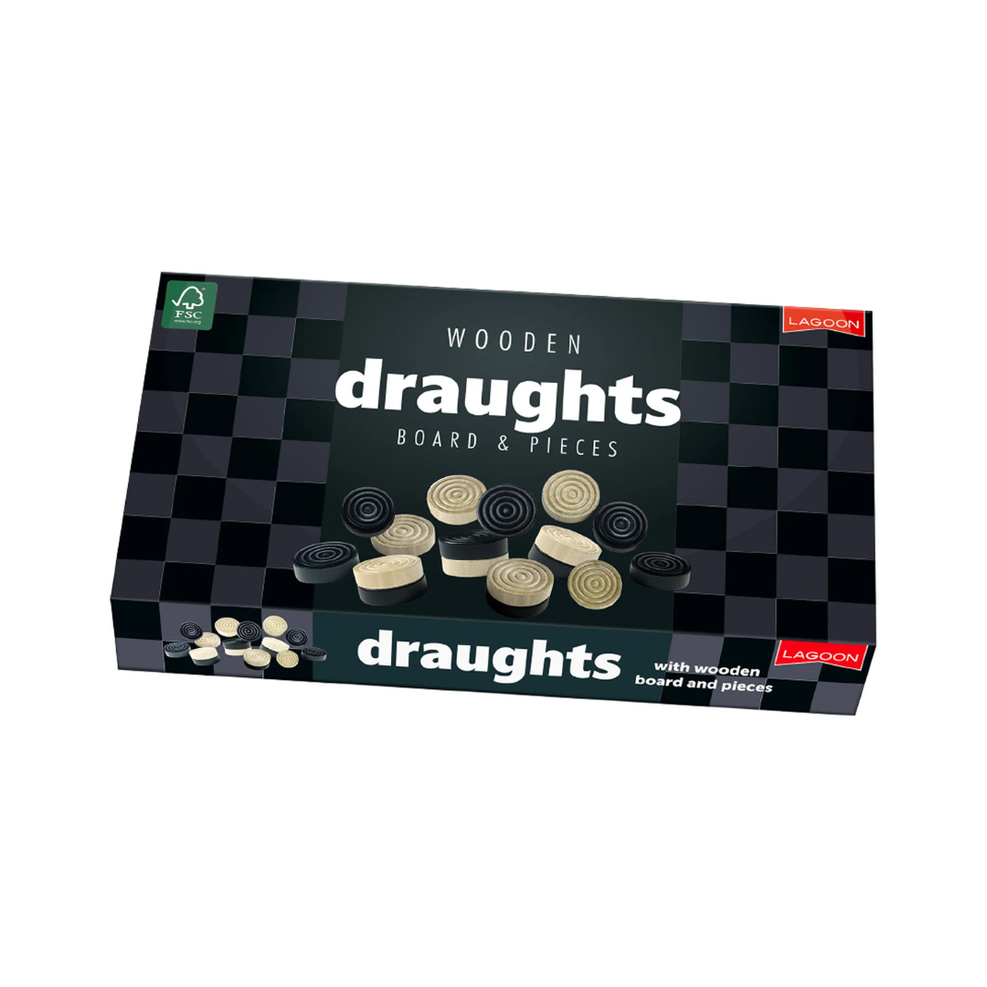 Lagoon Wooden Draughts Board & Pieces