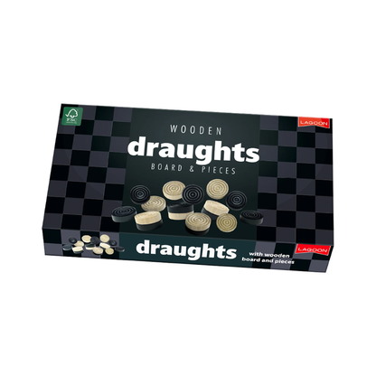 Lagoon Wooden Draughts Board & Pieces