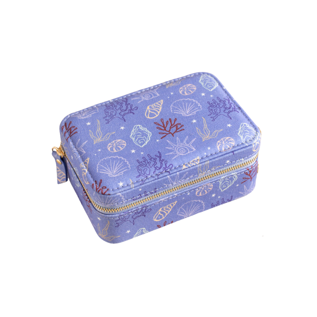 Lisa Angel Travel Jewellery Case Shells in Blue - Tresors de la Mer