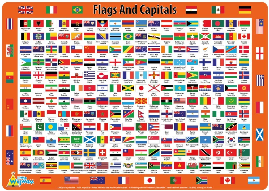 Little Wigwam Placemat Flags & Capitals