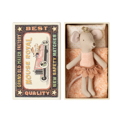 Maileg Princess Mouse Little Sister in Mouse Royal Matchbox