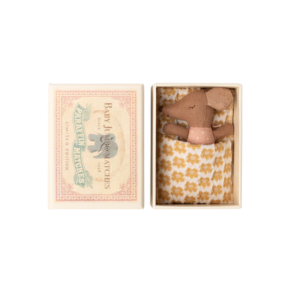 Maileg Sleepy Wakey Baby Mouse In A Matchbox