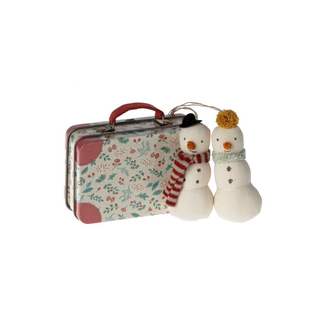 Maileg Snowman Ornament in Metal Suitcase