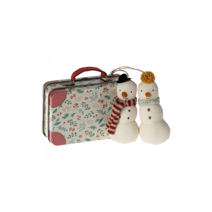 Maileg Snowman Ornament in Metal Suitcase