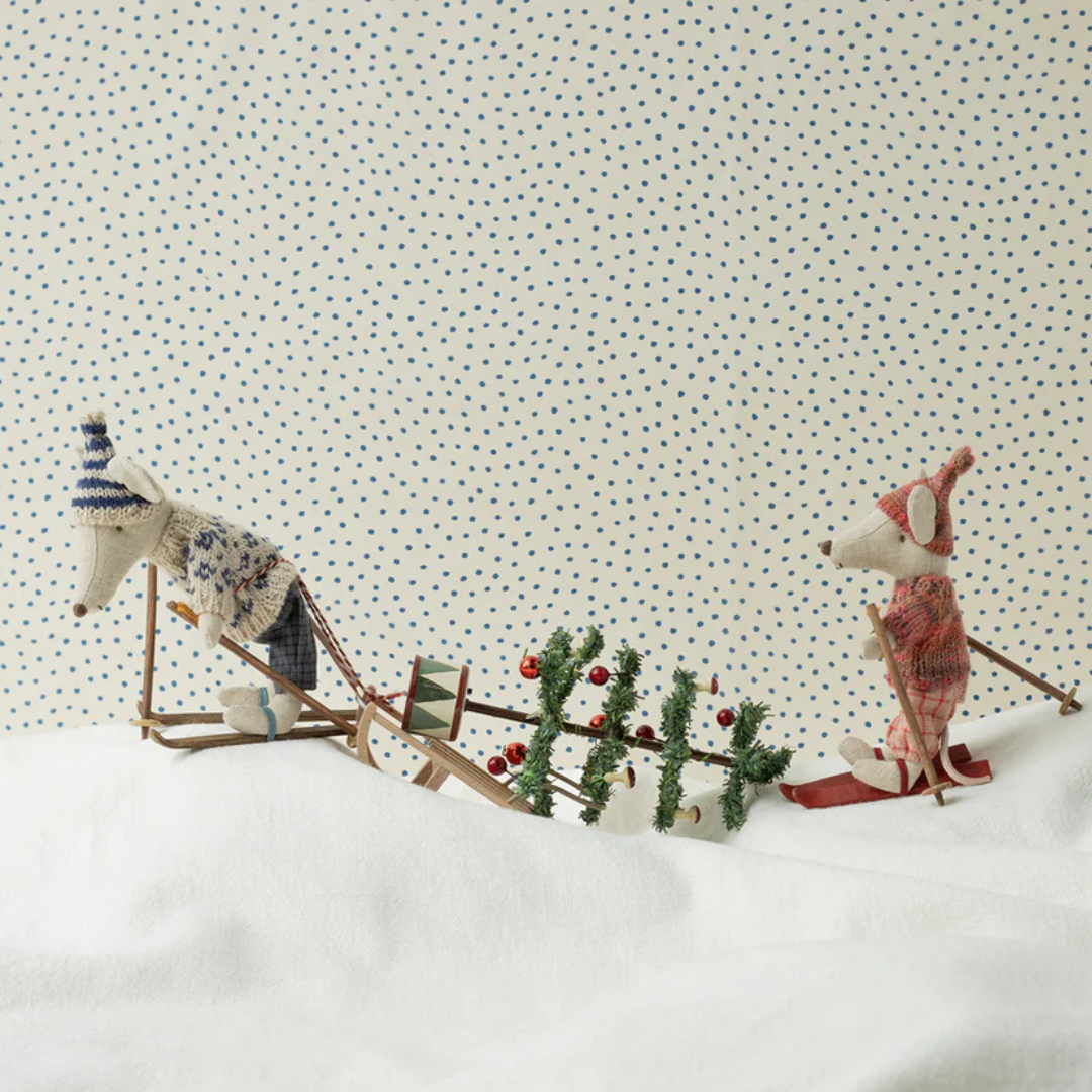 Maileg Winter Mouse  w. Ski Set - Dad  - Blue