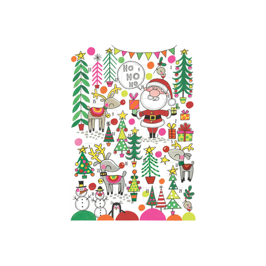 Rachel Ellen Advent Calendar Card Santa, Reindeer And Trees