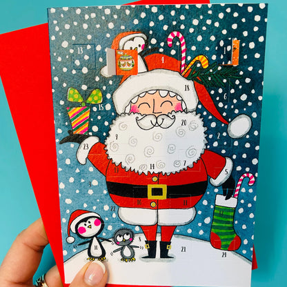 Rachel Ellen Advent Calendar Card Santa & Penguins