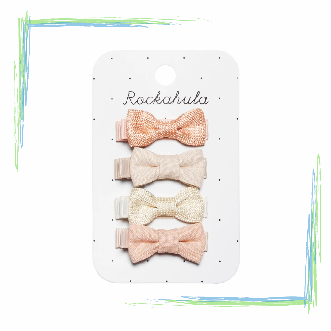 Rockahula H2154P Floral Linen Mini Bow Clips
