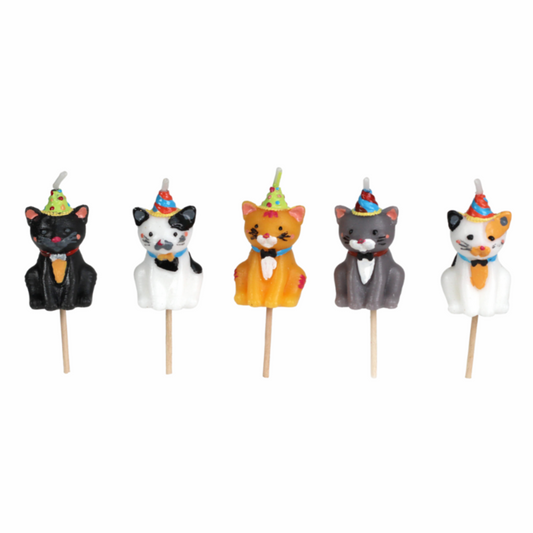 Smiling Faces Cats with Hats Candle Set