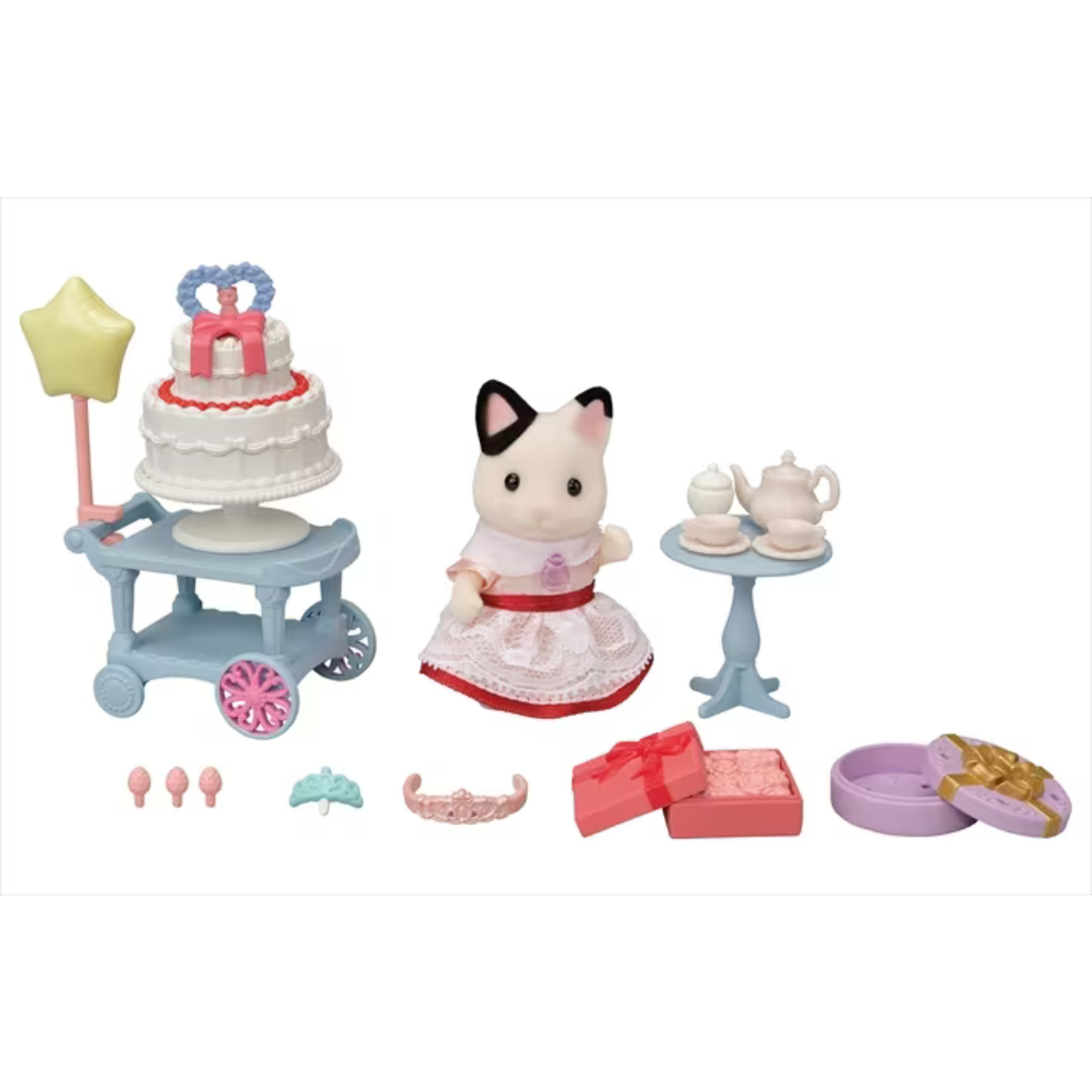 Sylvanian Families 5646 Party Time Playset - Tuxedo Cat Girl